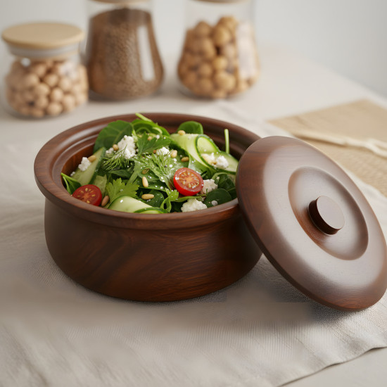 Wooden Bowl with Lid Small